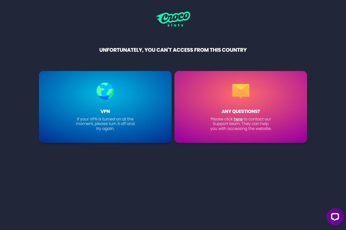Screenshot der CrocoSlots Casino Homepage