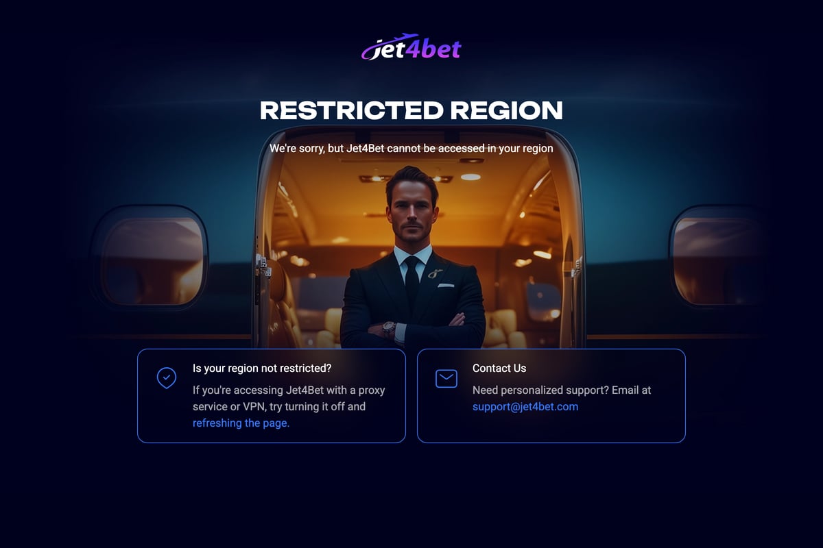 Screenshot der Jet4bet Casino Homepage